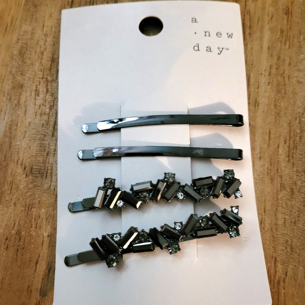 3 Sparkly barrette hair pin sets of 4
